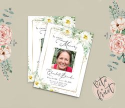 Printable Funeral program, Memorial Prayer Card, Floral Memorial Program, Editable Funeral Program Template