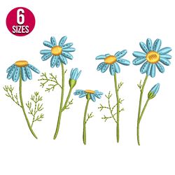 Daisy Wildflowers embroidery design, flower bunch, Machine embroidery design, Instant Download