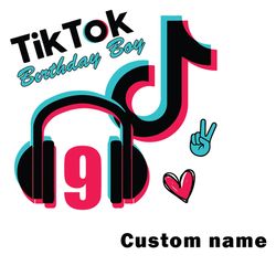 TikTok Birthday Boy 9th Custom Name Svg, TikTok Svg, Boy Svg, Tiktok Birthday Svg, Tik Tok Svg Digital Download