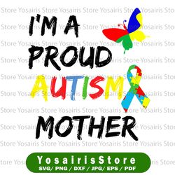 I'm a Proud Autism Mother Awareness Puzzle Ribbon, Svg Png Download,  cricut Png Printable, Digital Print Design,