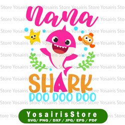 Womens Nana Shark Gift Cute Baby Shark Family Nana Mother Gifts ,Cricut files,Clip Art,Instant Download,Digital Files
