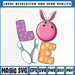 Bowling ball & pins Bunny ears Svg, Egg Hunting Easter Bowling Svg Bowling Ball, Digital Download