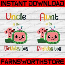 Cocomelon Uncle and Aunt Of Birthday Boy svg, Coco Melon svg, Cocomelon Bundle svg, Cocomelon Birthday svg, Watermelon