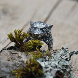 Wild wolf. Silver 925 ring. Different sizes.