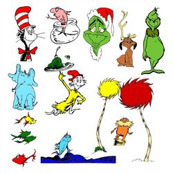 Dr Seuss Bundle Svg, Dr Seuss Svg, Seuss Svg, Dr Seuss Gifts, Dr Seuss Shirt, Cat In The Hat Svg, Thing 1 Thing 2 Svg, D