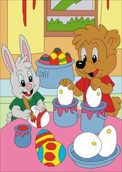 Digital - Vintage Cross Stitch Pattern - Easter - Preparing for Easter - Baby - PDF