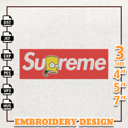 Supreme Bart Simpson Embroidery Design Digital Instant Download Files