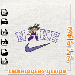 Goku Dragon Ball Nike Embroidery Design Digital Instant Download Files