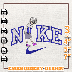 Nike Killua Zoldyck Embroidery Design Digital Instant Download Files