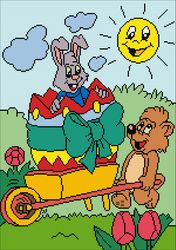 Digital - Vintage Cross Stitch Pattern - Easter - Easter Sunny Morning - Baby - PDF