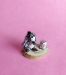miniature knitted collectible  plush  figurine donkey