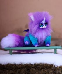 Unicorn Aina fluffy unicorn, fur unicorn, lilac unicorn, fluffy doll, soft doll, fur doll, big eyes, soft toy