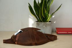 Leather Fanny Pack, Leather Hip Bag, Leather Waist Bag
