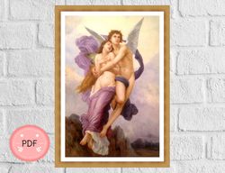 Cross Stitch Pattern,The Abduction of Psyche,Pdf,Instant Download,William Adolphe Bouguereau,Greek And Roman Mythology