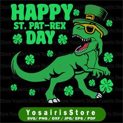 Happy St PaT Rex Dinosaur Svg, Saint Patrick's Day Svg, Lucky Shamrock Svg, Cricut, svg files, File For Cricut