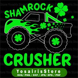 Shamrock Crusher Svg, Saint Patricks Day Svg, Monster Truck  Svg, Cricut, svg files, Cut File, Dxf, Png, Svg