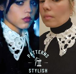 Wednesday Collar crochet pattern - video tutorial and written tutorial cosplays collar
