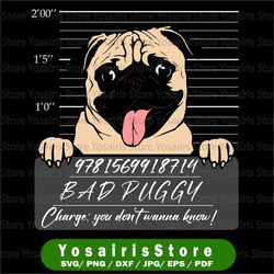 Bad Puggy Charge You dont wanna know Svg, Dog Dad Pug Lover Svg, Cricut, svg files, Cut File, Dxf, Png, Svg
