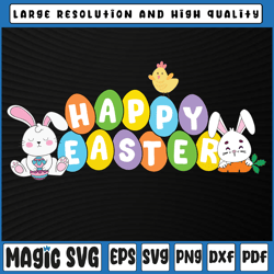 Happy Easter Eggs svg, Easter svg, Easter Bunny Eggs With Bunny Rabbits Svg, Digital Download