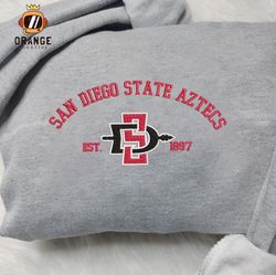 San Diego State Aztecs Embroidered Sweatshirt, NCAA Embroidered Shirt, Embroidered Hoodie, Unisex T-Shirt