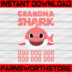 Grandma Shark SVG, Cricut Cut files, Shark Family doo doo doo Vector EPS, Silhouette DXF, Design for tsvg , clothes
