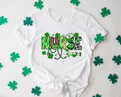 St.Patricks Lucky Nurse Shirt, Irish women Shirt, Nurse Lucky Green, Shamrock Tee, Nurse Stethoscope T-Shirt - T65