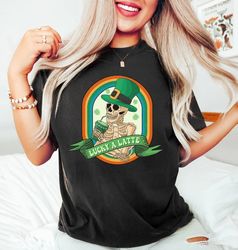St Patricks Day Shirt,Irish Skeleton Drinking Coffee Tee,Lucky Skeleton Sweatshirt,Lucky Shamrock Sweatshirt - T66