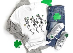St. Patrick's Day T-Shirt | St. Patty's Skeleton Shirt | Happy St Pattys Dancing Skeleton Drinking Tee - T67