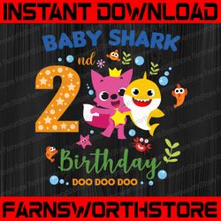 shark 2nd birthday svg, boy birthday shark svg dxf eps, boy second birthday clipart, two year old, baby, shark,