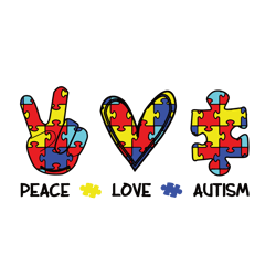 Peace Love Autism Awareness Svg, Autism Puzzle Piece Logo Svg , Autism Awareness Svg File Cut Digital Download