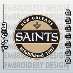 New Orleans Saints Embroidery Files, NFL Logo Embroidery Designs, NFL Saints, NFL Machine Embroidery Designs