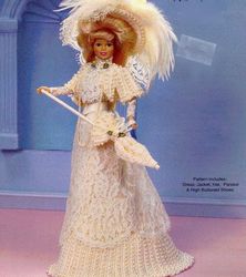 crochet pattern PDF-Fashion doll Barbie gown- Wedding Reception Frock -crochet vintage pattern-Doll dress pattern