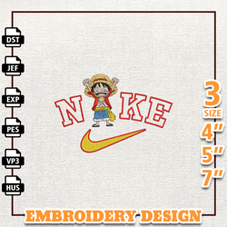Nike Luffy One Piece Embroidery Design Digital Embroidery Machine
