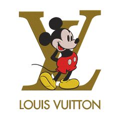 Inspired Mickey Mouse Louis Vuitton Logo Embroidery Design Trendy Embroidery Design