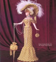 crochet pattern pdf- fashion doll barbie- paris opera gown- crochet vintage pattern-crochet blueprint-doll dress pattern
