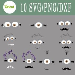 Minion Face svg, Minion Face bundle svg, Png, Dxf, Cutting File, Svg Files for Cricut, Silhouette