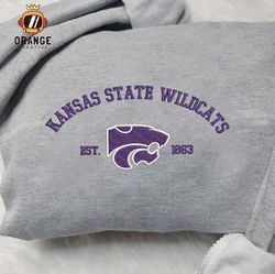 Kansas State Wildcats Embroidered Sweatshirt, NCAA Embroidered Shirt, Kansas State Embroidered Hoodie, Unisex T-Shirt
