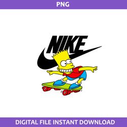 Nike x Bart Skateboard Png, Nike Logo Png, Bart Simpson Png, Fashion Brand Png Digital File