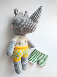 Crochet Toy amigurumi Rhinoceros handmade soft toy baby gift