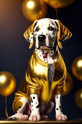 Formal dog wear golden suit png