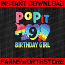 Birthday Girl Pop It 9th Unicorn Png, Pop It Seven 9th Png, Birthday Girl Pop It Unicorn Png, Birthday Girl Png