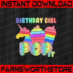 Birthday girl pop it unicorn PNG, girl pop it birthday gift, Pop It Birthday Png, Fidget Toy Colorful, Happy Birthday