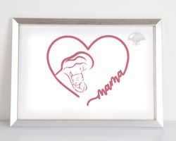Mama and Baby Heart Embroidery Design