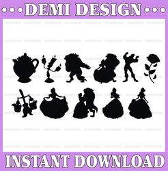 Beauty and the Beast SVG cut files, instant download silhouettes, printable vector clip arts, Beauty and the Beast bundl