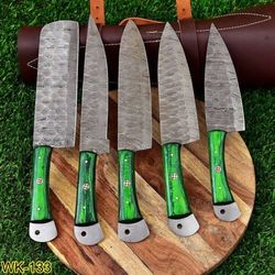 Knife Set Sharp Damascus Steel Professional Chef Cutlery Steak Kitchen Knives, HandForged Knife, Personalized Knife,