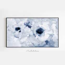 Samsung Frame TV Art Abstract Blue Flower Watercolor, Floral Botanical Art, Downloadable Digital Download image 2