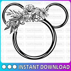 Disney Minnie floral svg, Disney wreath svg, Minnie mouse svg, Minnie wreath svg, Laurel svg, Mickey mouse SVG, Disney S