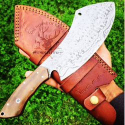 Handmade Forged Steel Cleaver Knife Traditional Chinese Chef Micarta Handle 1100, HandMade Knives, Custom Knives