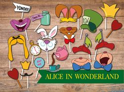 Alice props, Wonderland, White rabbit, Alice in wonderland inspired masks, Party masks, decoration, Alice, Rabbit, Cat