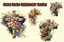 Floral Cross Watercolor Design